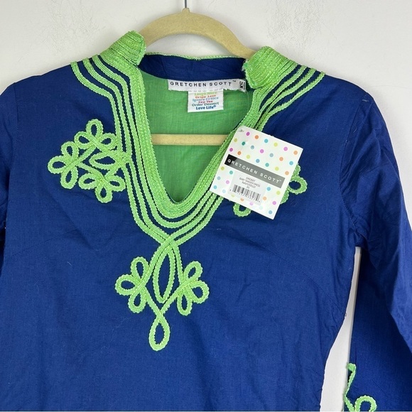 Gretchen Scott Dress womens XS Navy and Kelly Green Trim Tunic Dress - Picture 9 of 10